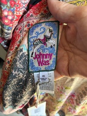Johnny Was Multicolor Floral Patchwork Kimono Cardigan - Red, Pink, Black, Gold